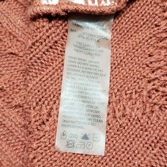 Left on Houston Rust Sweater Sz S Oversized Geometric Knit Retro Boho Cozycore - Picture 8 of 8